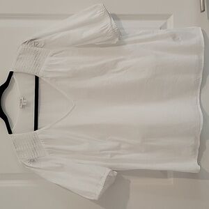 J. Crew Factory Women's White Smocked Blouse Size XL